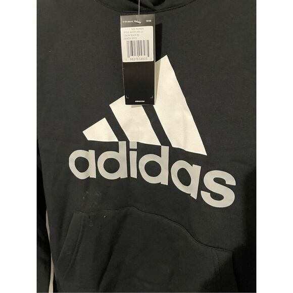 Adidas Boys XL Essential Black Pullover Sweatshirt Hoodie NWT Activewear - Picture 2 of 5